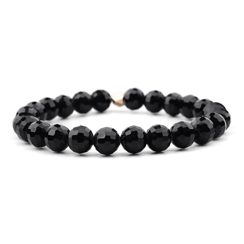 17 Black Round BOJIU 26 цветов эластичные граненые браслеты с бусинами из кристаллов для женщин золотой серебряный черный белый фиолетовый желтый прозрачный AB браслет BC282 - Окраска металла: 17 Black Round