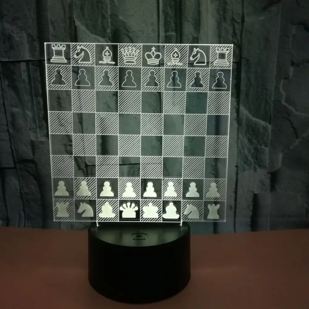Творческие Шахматы 3d визуальная стерео настольная лампа отправка друзьям