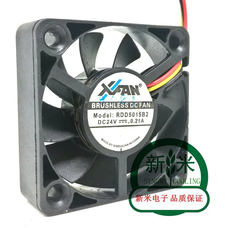 Б/у XFAN XINRUILIAN RDD5015B2 DC24V 0.21A 5015 5 см 3 линии частоты Вентилятор охлаждения| |