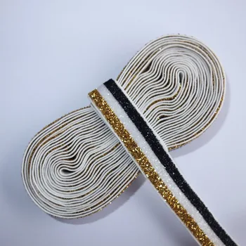 5 Yards Striped Glitter elastic bands 5/8'' Apparel Sewing Elastic Fabric DIY Garment accessories Hair Elastic Headband Hair bow 6