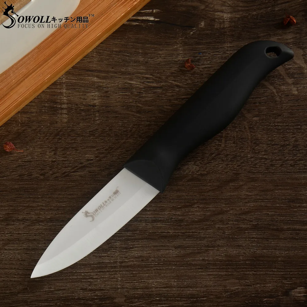 SOWOLL Brand Fruit Kitchen Knife 2018 NEW Arrvial Sharp Ceramic 3 inch Black Hande White Blade Paring Cooking Tool | Дом и сад