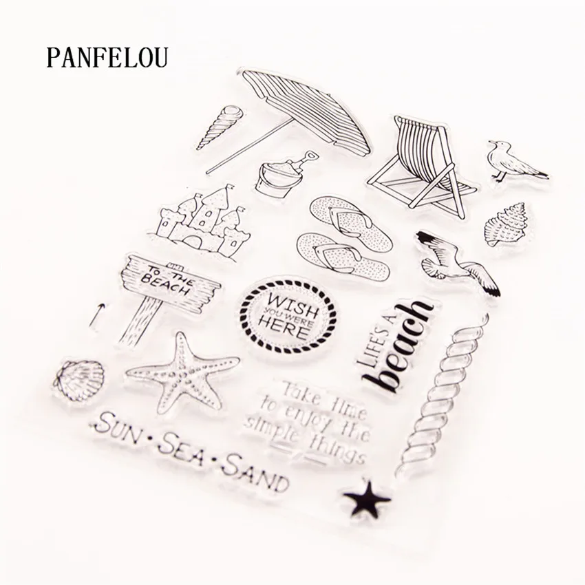 PANFELOU солнечный пляж прозрачный силиконовый штамп/печать для DIY Скрапбукинг/фотоальбом Декоративные прозрачные штамп листы