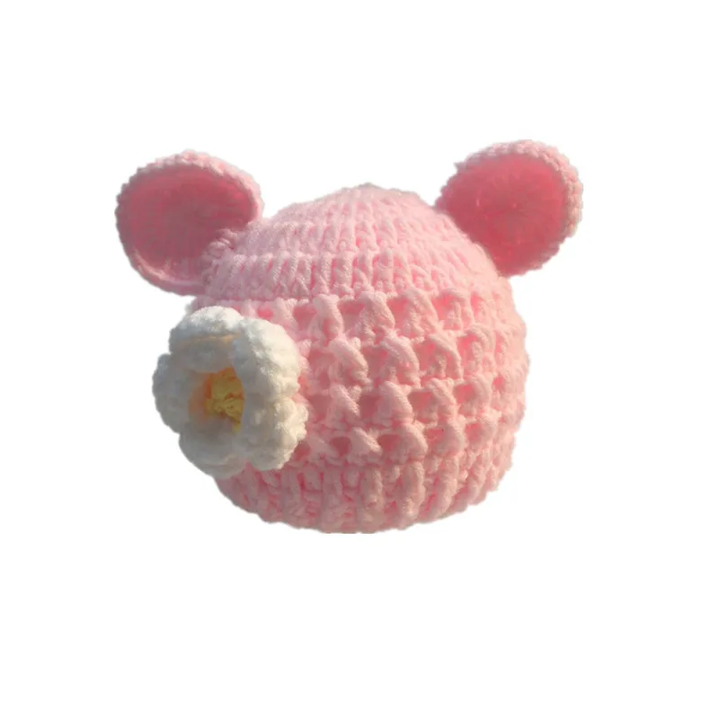 Free shipping Newborns without eaves beanie adorable hand-made by the fashion hat merino wool girls flowers | Детская одежда и
