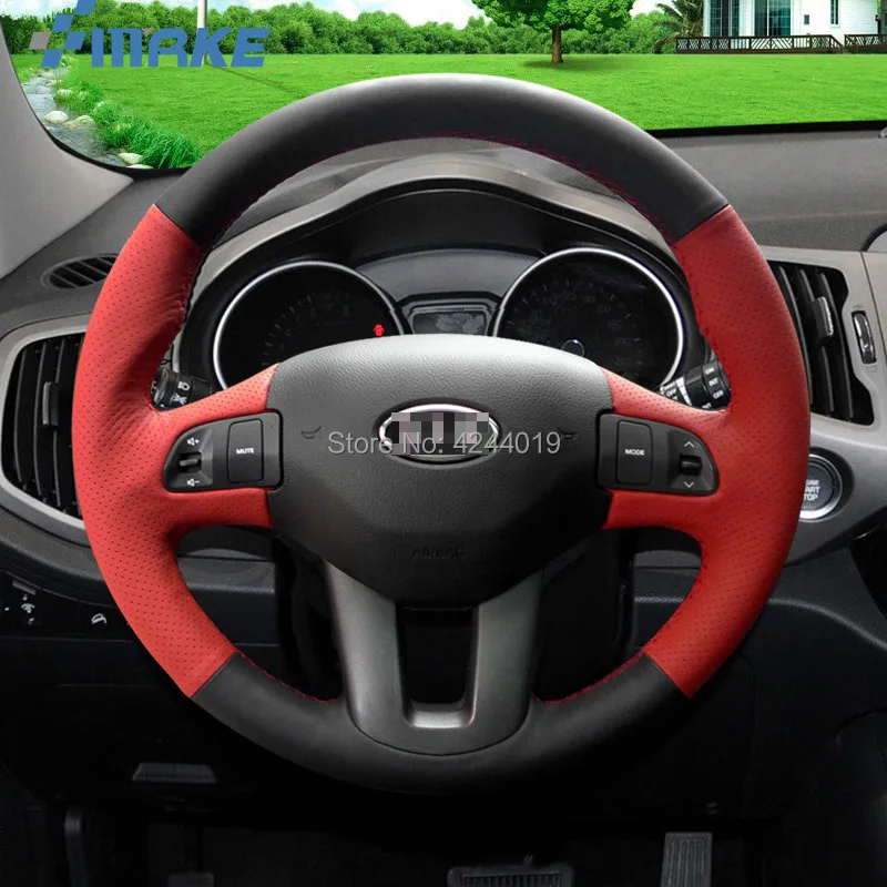 Чехол на руль для KIA Sportage кожаный чехол сделай сам руля 11-16 красного и черного