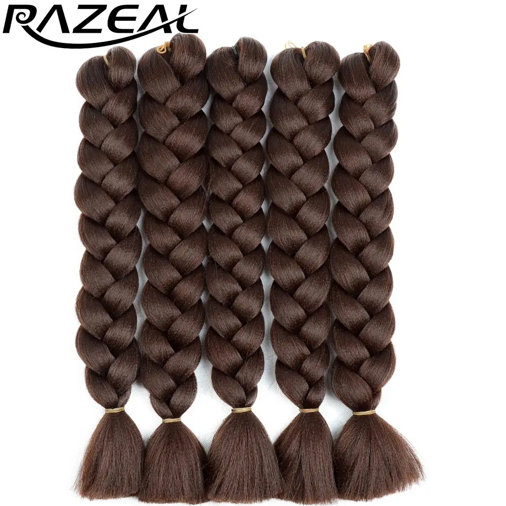 Razeal 24 &quot5 шт./лот чистый цвет синтетические плетеные волосы Джамбо косы высокая