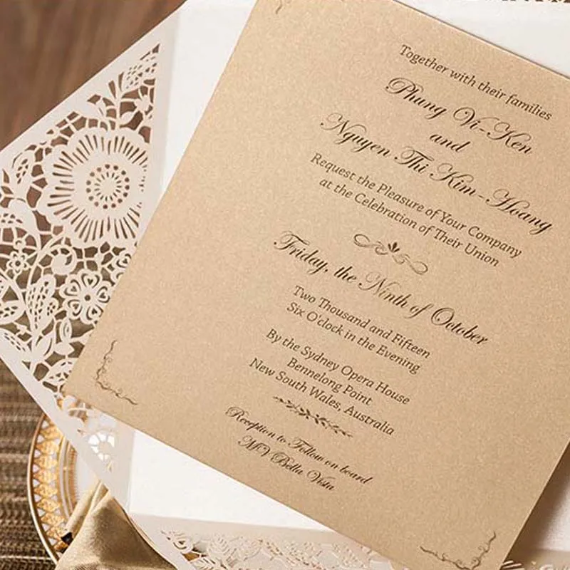 100 шт. лазерная резка белый свадебные приглашения карты полые Флора