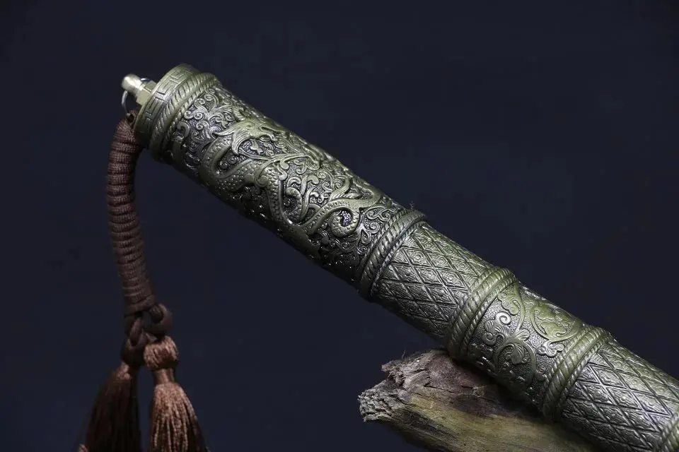 Настоящее лезвие из дамасской стали ручной работы китайский KangXi Saber Broadsword Qing Dyasty