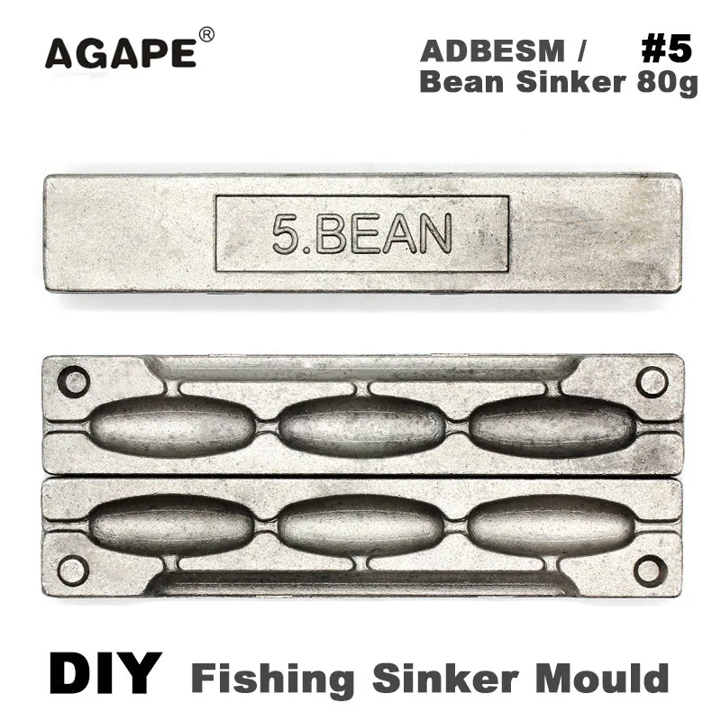 Agape DIY рыболовные бобы грузила форма ADBESM/#5 80 г 3 полости | Спорт и развлечения