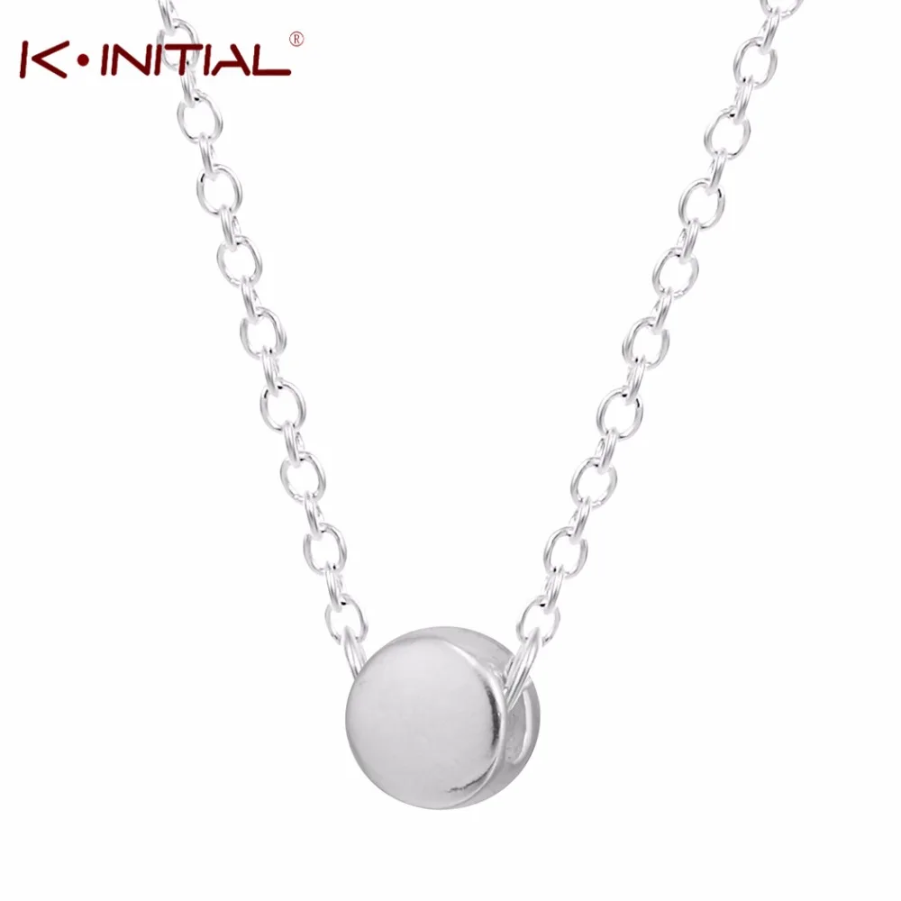 Kinitial Silver Color Girl Loves Round Bead Necklaces Pendants Circle Necklace for Women Bijoux Chain Statement | Украшения и