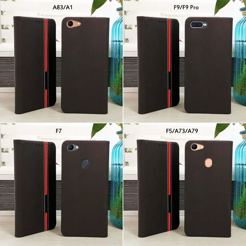 Чехол для oppo f9 pro f7 f5 a83 a1 a79 a73 задняя крышка телефона флип искусственная кожа