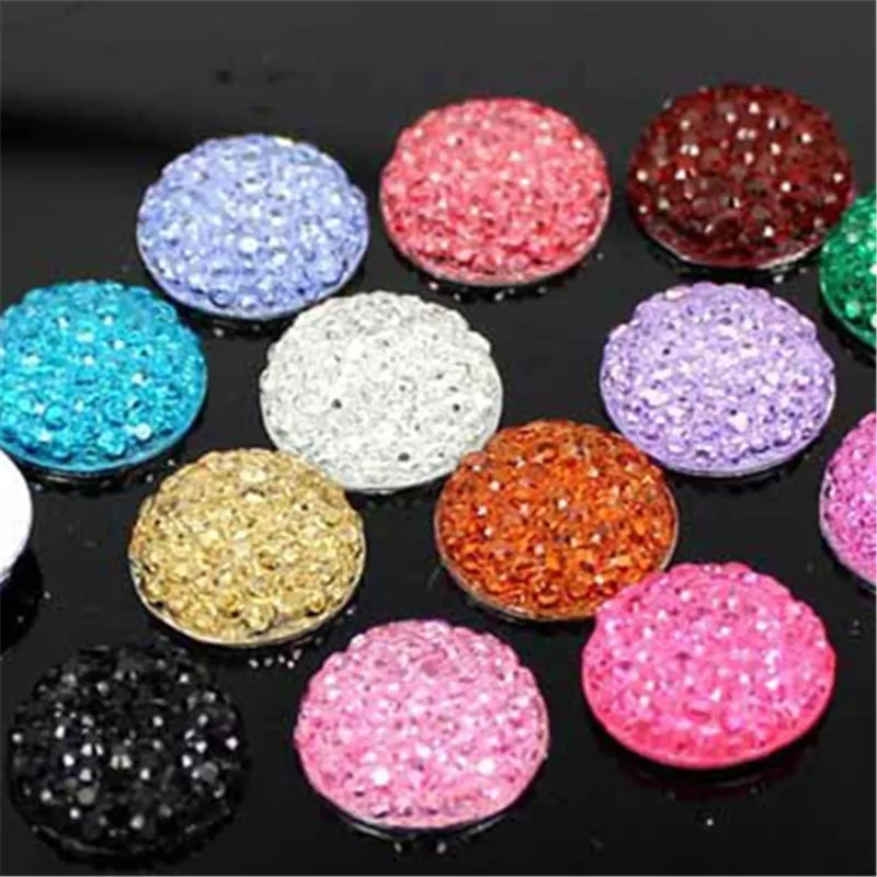 100 шт./лот разноцветные полимерные бусины 10 мм с плоской задней стороной круглые