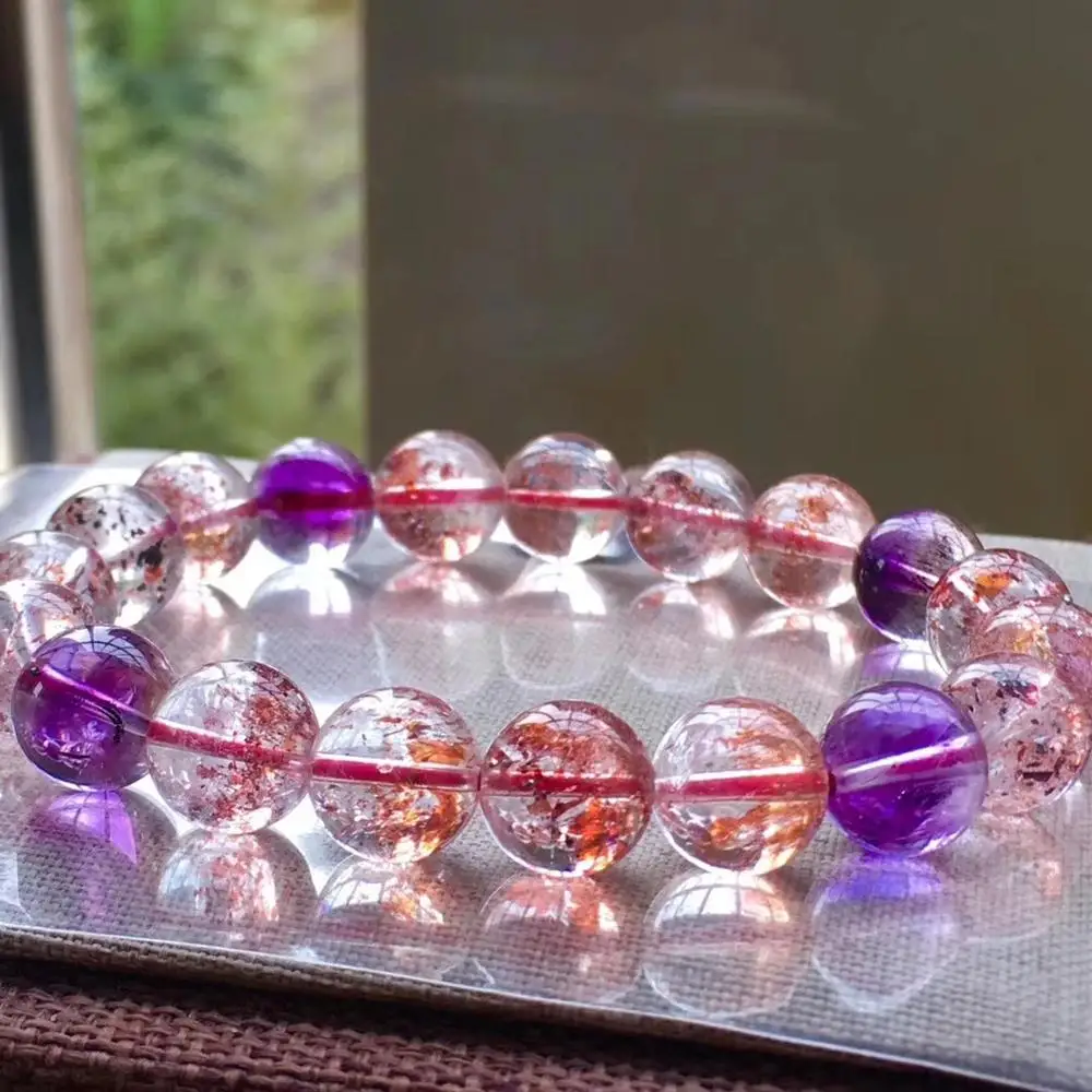 Высококачественный натуральный браслет Super Seven 7 Lepidocrocite из кварца с