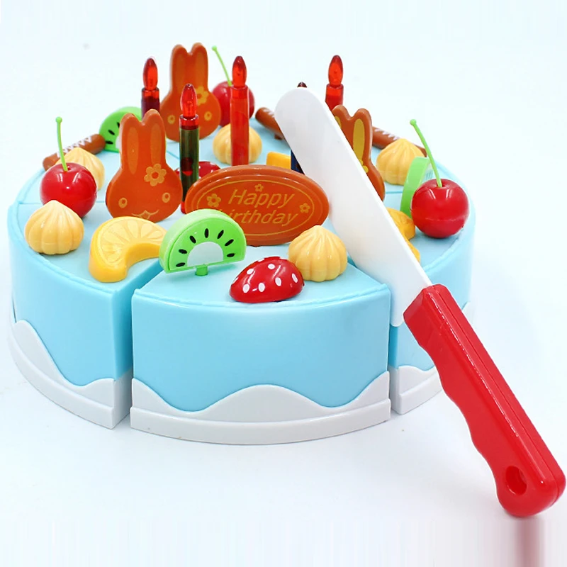 38 pcs Safe ABS Plastic Kitchen Toy Fruit Birthday Cake Cutting Kids Pretend Play Role Educational Girl DIY De Juguete Boy Gift | Игрушки и