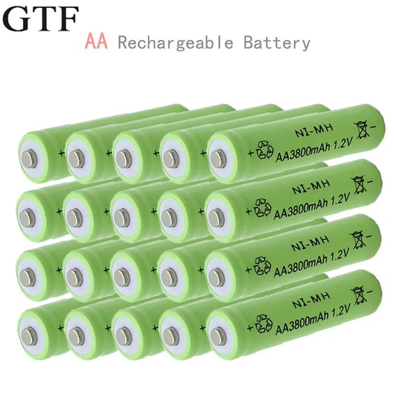 GTF 1.2V Ni-MH AA rechargeable 3800mAh 2A neutral battery For LED Flashlight Torch Baterias Bateria | Электроника