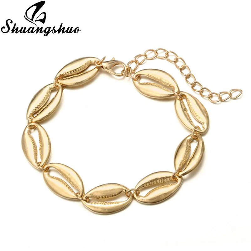 Shell Jewellry JL001 Shuangshuo Seashell ножные браслеты для женщин в виде ракушки многослойная цепочка ножной браслет на ногу богемное ювелирное изделие Enkelbandje - Окраска металла: Shell Jewellry JL001