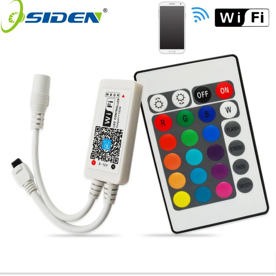 Контроллер RGB / RGBW для светодиодной ленты, Wi-Fi + ИК пульт дистанционного управления с 24 кнопками, 12 В постоянного тока