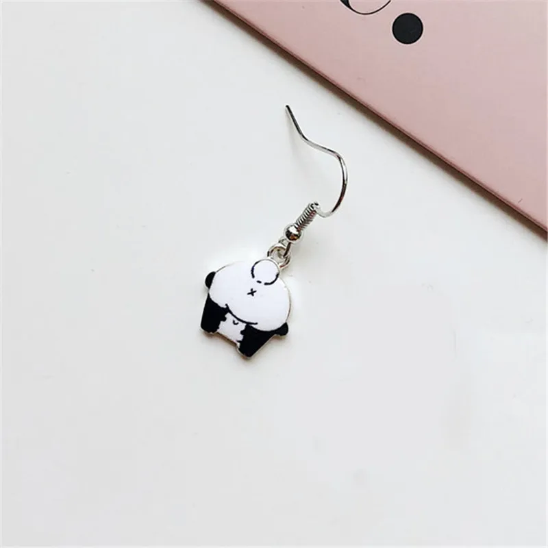 Hook Earrings-No.3 MigoFans изделия ручной работы милые Черный и белый панда детские короткие кулон, серьги для девочек Animal Длинные висячие серьги - Metal Color: Hook Earrings-No.3