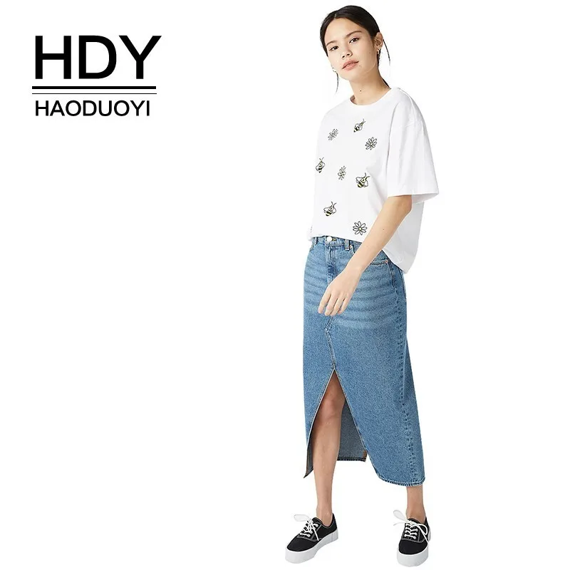 HDY Haoduoyi 2019 Футболка с рисунком пчелы модная белая футболка принтом женский топ