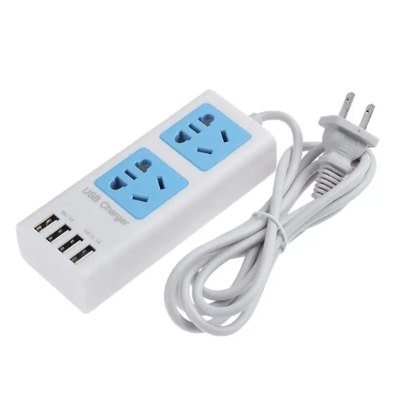 Быстрая зарядка 4 Порты USB Зарядное устройство 5V 2.1A Универсальный USB Мощность полосы Портативный Путешествия адаптер кабель удлинитель розетка