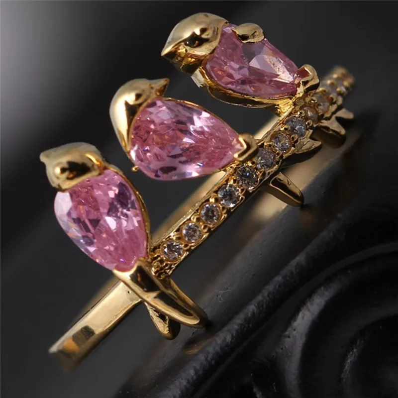 PINKSEE, новинка, модное кольцо в виде короны, 3 птицы, подвеска, кольца на палец, ювелирные изделия, блестящее, элегантное, красивое кольцо, 5 размеров