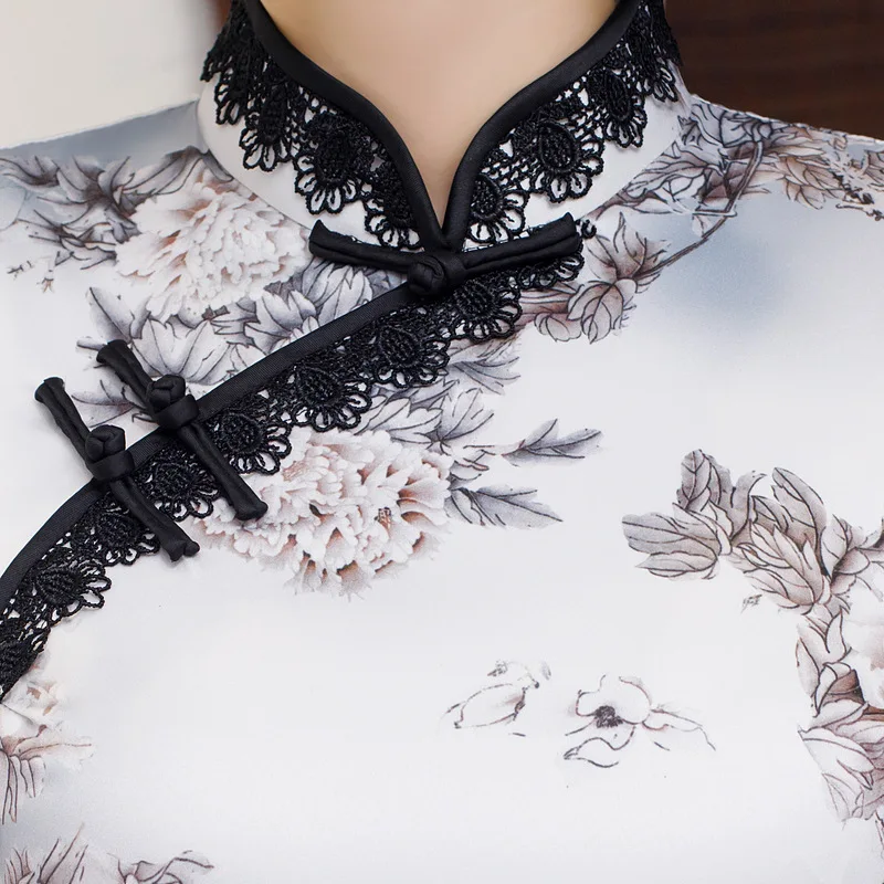 

Fashion Lady Cheongsam Vintage Chinese style Mandarin Collar Dress Womens Summer Rayon Qipao Slim Party Dresses Vestido S-4XL