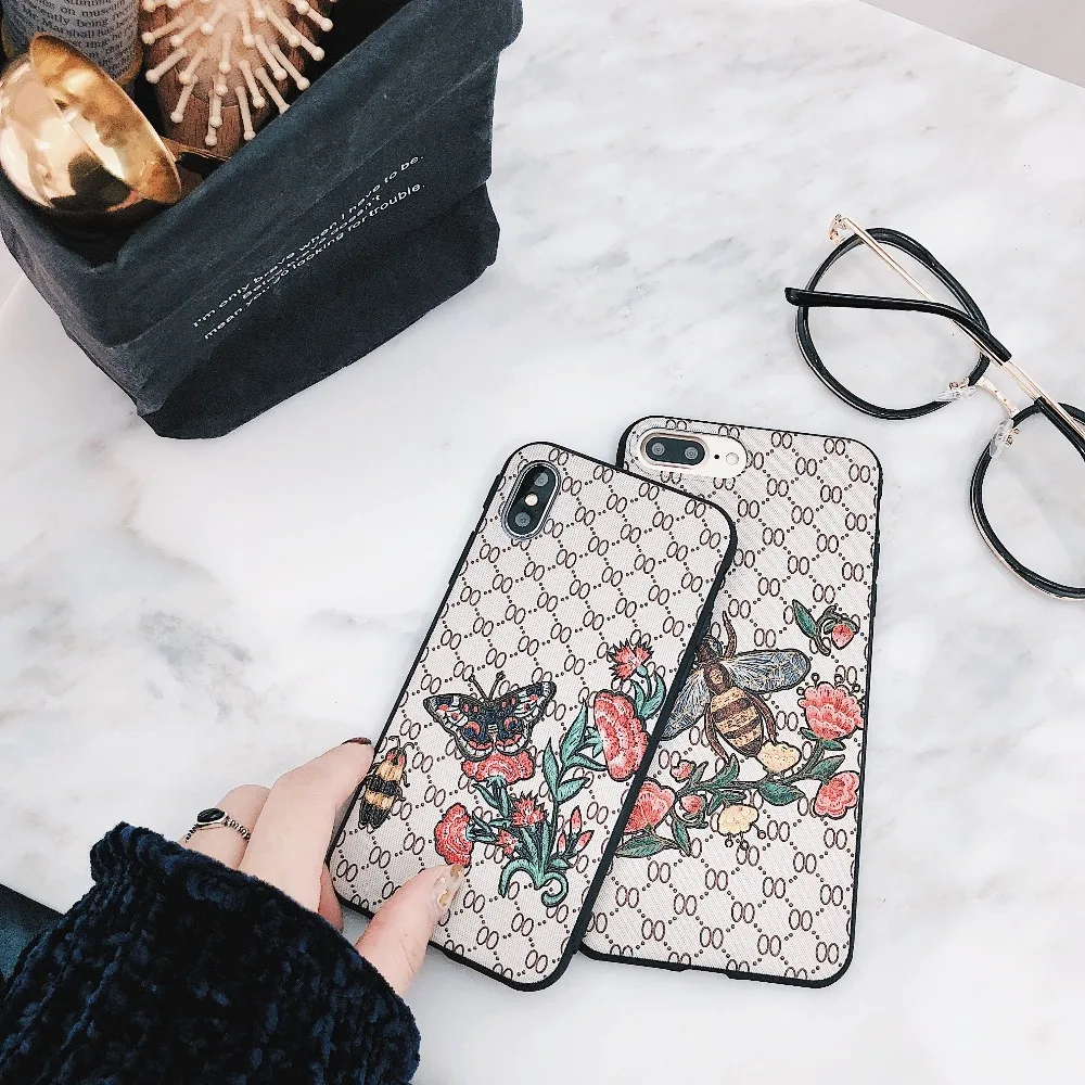 Модный матовый чехол с бабочкой и Пчелой из ТПУ высоким тиснением мягкая сетка