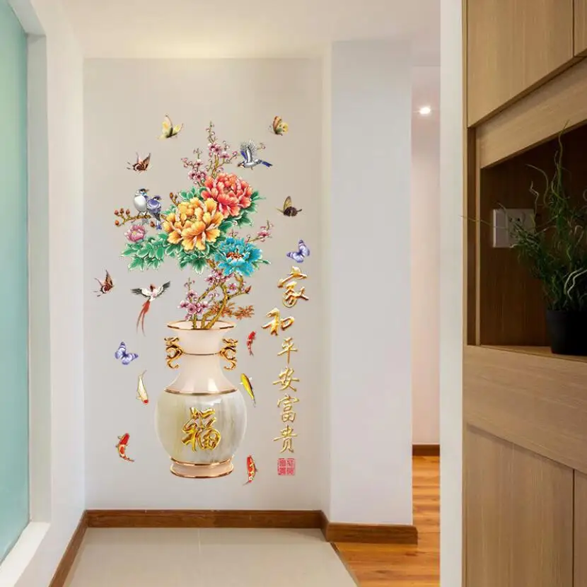 Богатые пионы в китайском стиле Цветы мечты Роскошная 3d китайская ваза Бабочка