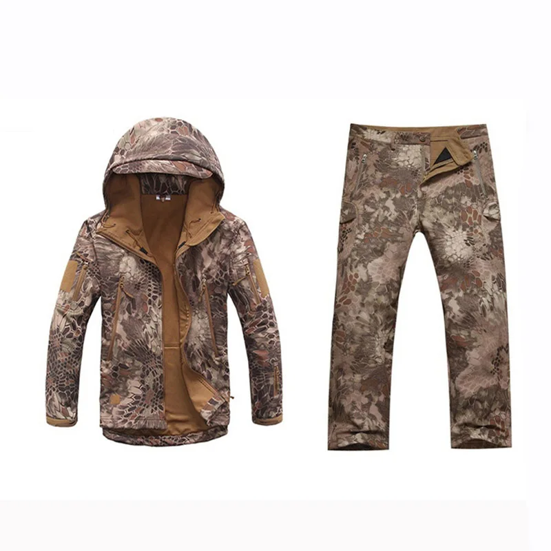 Sharkskin Softshell TAD тактические охотничьи костюмы мужские ветрозащитные уличные спортивные походные камуфляжные наборы охотничья походная куртка+ брюки