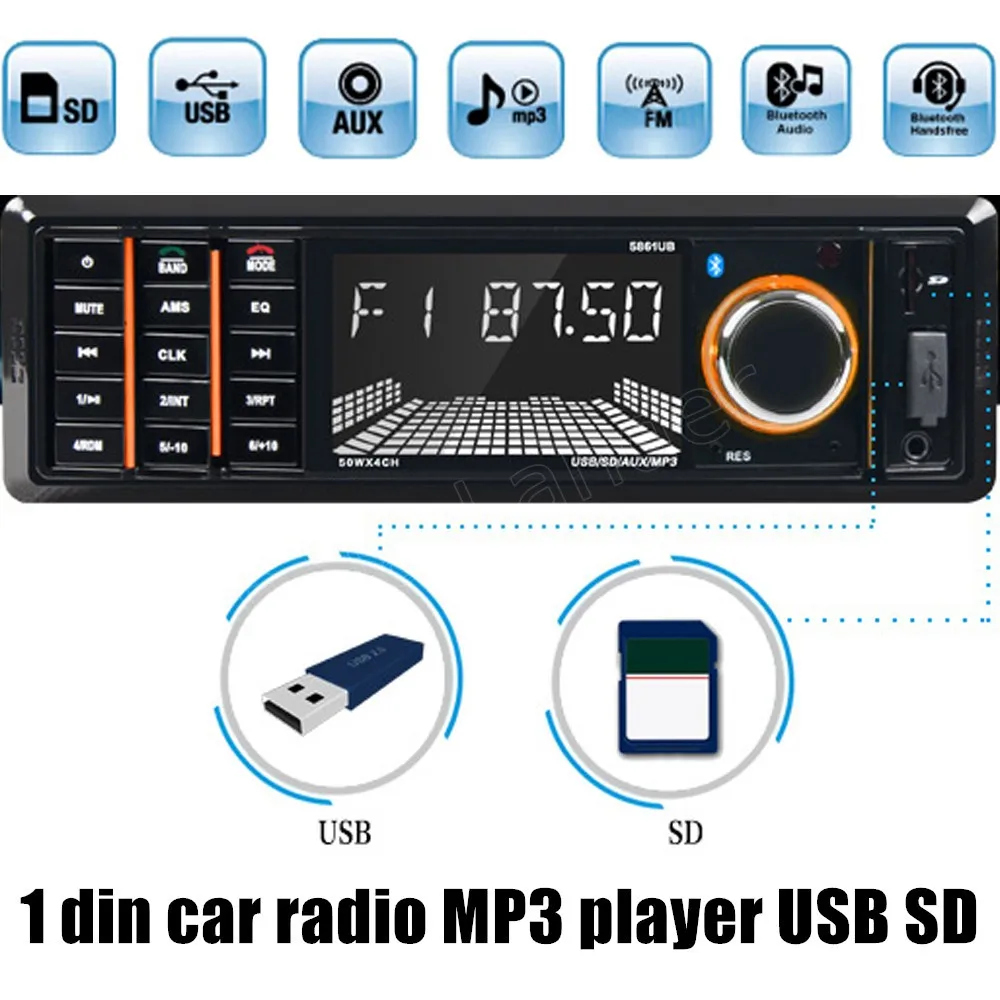Высокое качество 1 din 12 в автомобильный радиоприемник аудио плеер стерео MP3 FM