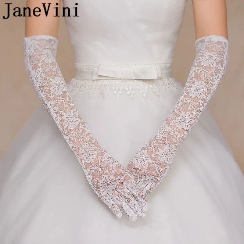 JaneVini 2018 оптовая продажа белые цвета слоновой кости кружевные длинные перчатки