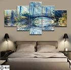 Модульная Картина на холсте для домашнего декора, 5 шт., маленький мост на озере, пейзаж, постер, Настенная картина для дома, оптовая продажа