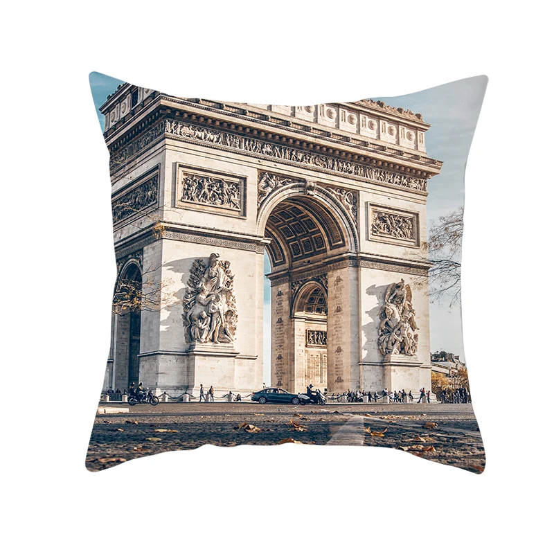 H16 mling 1PC Notre Dame De Paris Art Printed Church Gothic Building Polyester Decorative Pillowcases Pillow Cover Pillow Case - Цвет: H16