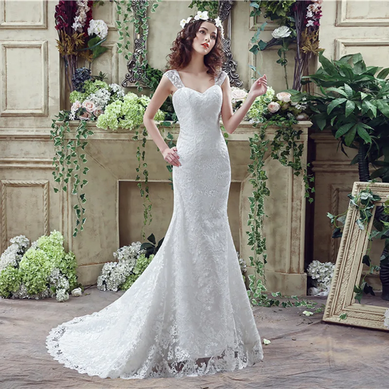 Винтажное свадебное платье Русалочки Vestido de Noiva кружевное с аппликацией из бисера