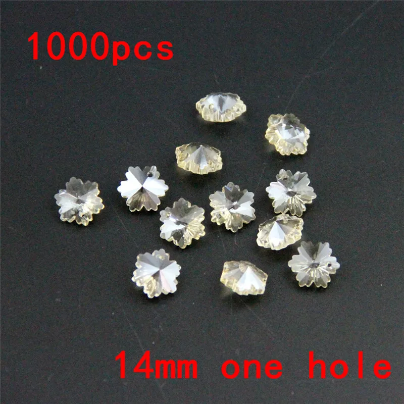 

Plating Cognac Color 1000pcs 14mm Glass Crystal Snowflake Beads Loose Lamp Chandelier Part Pendant Beads In 1 Hole Free Shipping