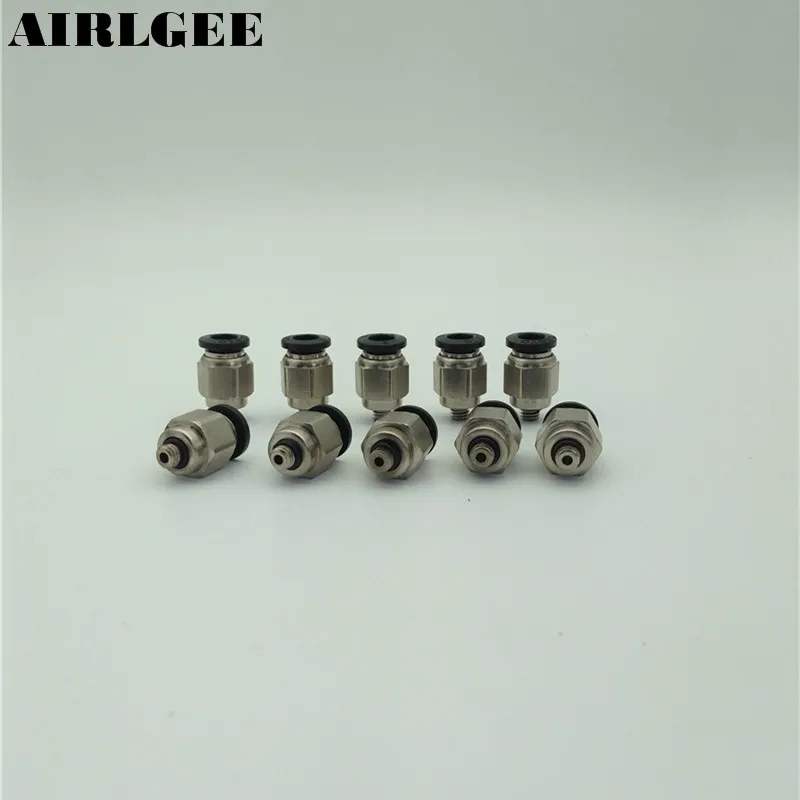 10 Pcs 5mm Male Thread To 6mm Push In Joint High Quatity Pneumatic Connector Quick Fittings PC6-M5 Black | Обустройство дома