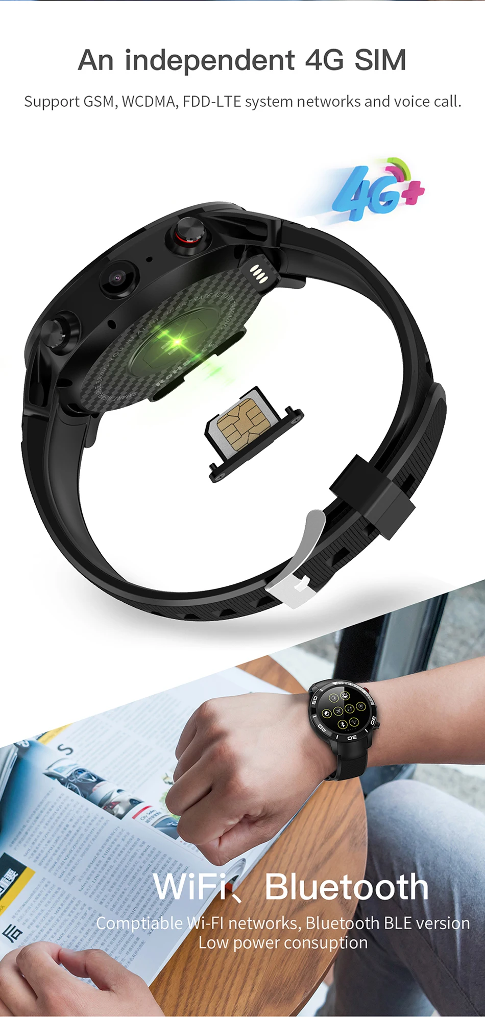 Finow H8 4G Смарт часы reloj Android 7,1 умные часы MTK6739 1,39 дюймов AMOLED дисплей умные часы для gps Спорт трекер