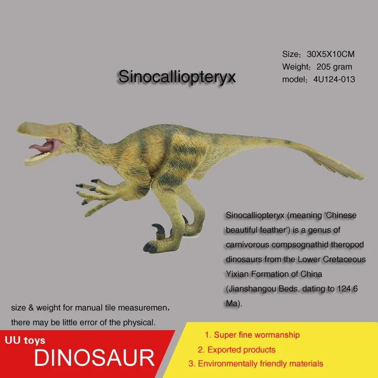 

Горячие игрушки Фигурки Юрского периода Sinocalliopteryx пластиковые игрушечные модели динозавров фигурки для мальчиков Подарочные игрушки для д...