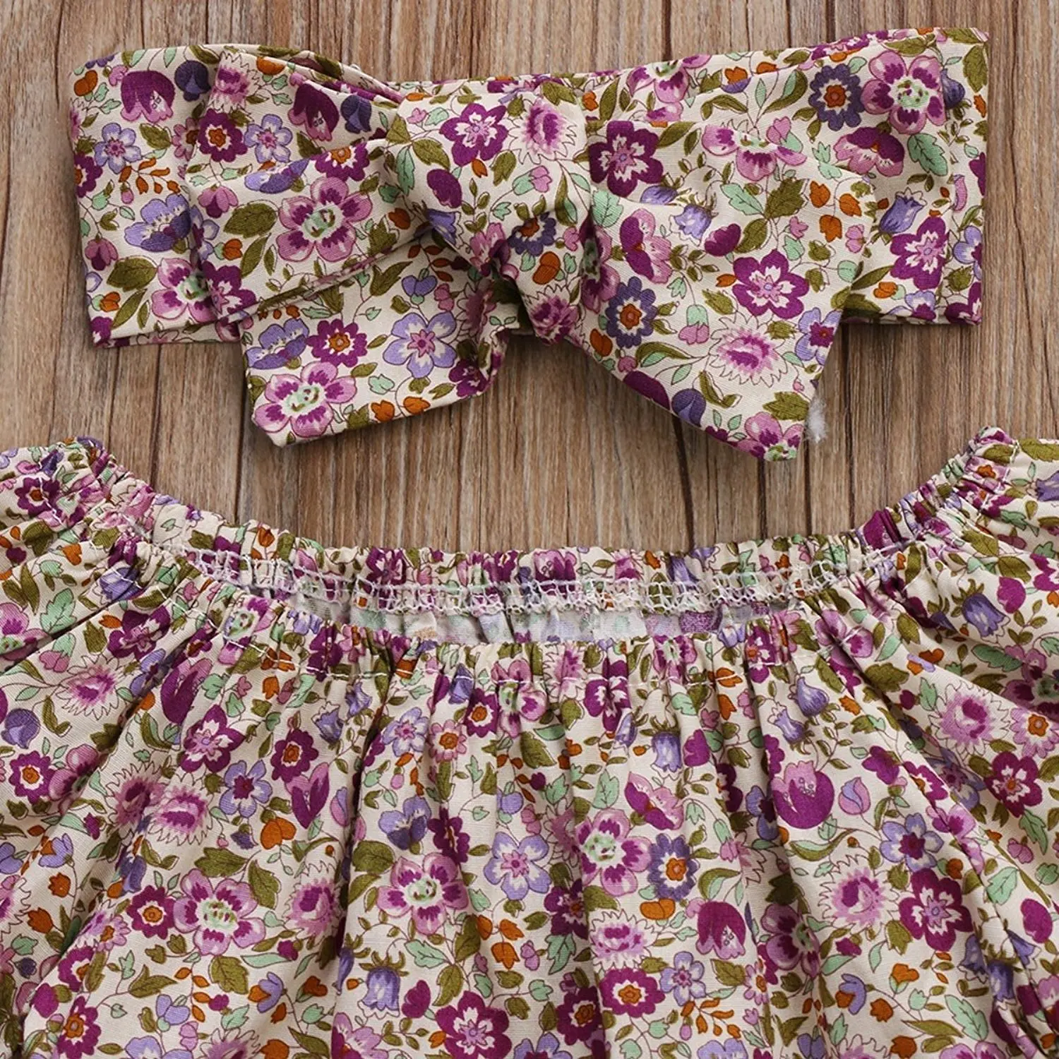 HI&ampJUBER Baby Girls Floral Print Romper +Headband Jumpsuit Play Suit Short Sleeve Outfits Clothes | Детская одежда и обувь