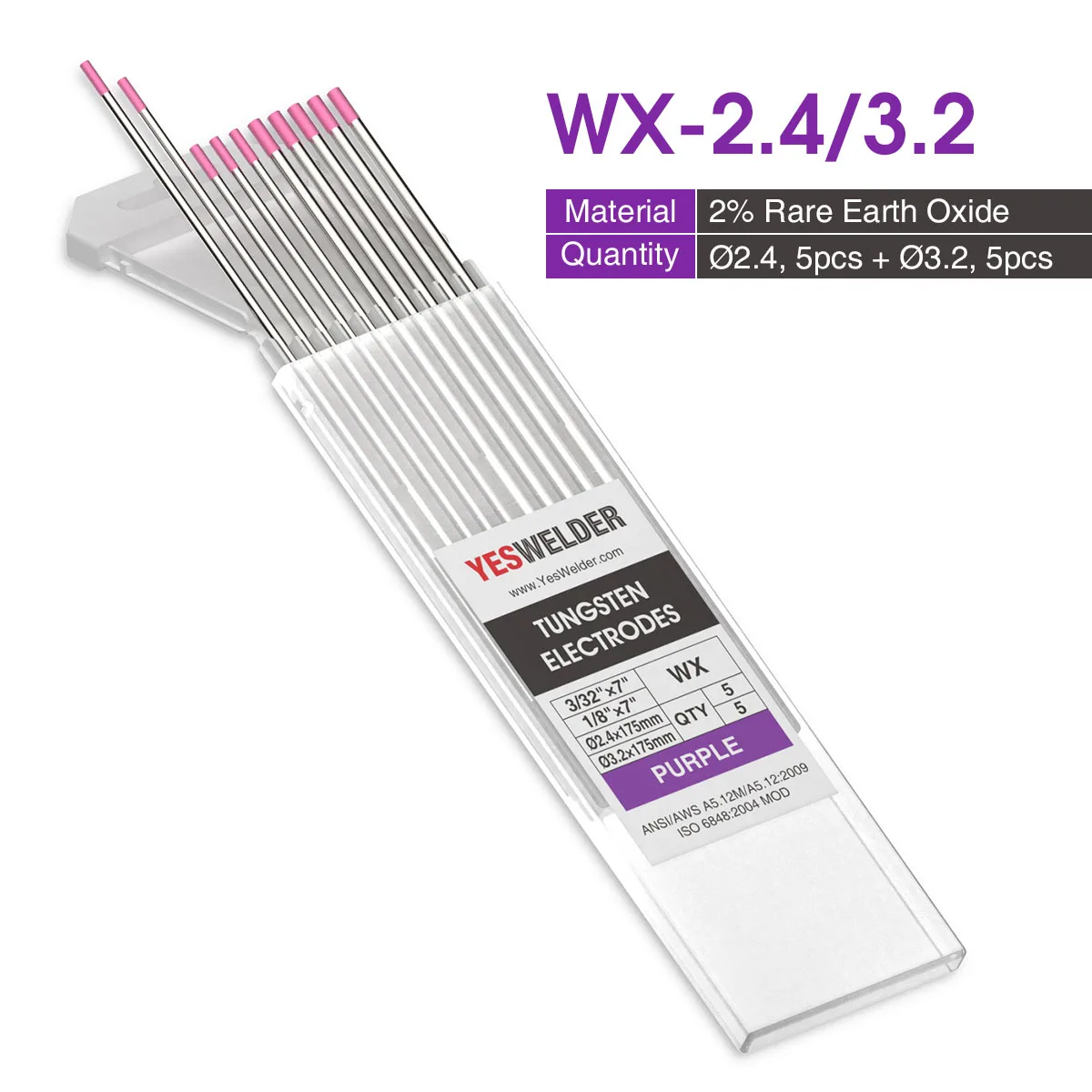 WX-2.4-3.2 Yesсварщик смешанные спецификации Упаковка TIG сварочный вольфрамовый электрод TIG сварочный аппарат стержневой сварочный аппарат запчасти - Цвет: WX-2.4-3.2