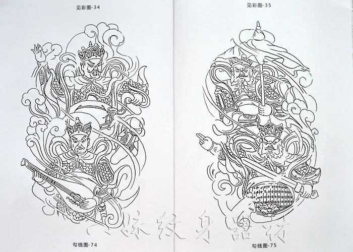 Фотовспышка WENJUN для тату китайская А4 книга скетчинга Лев Будда чудовище слоник