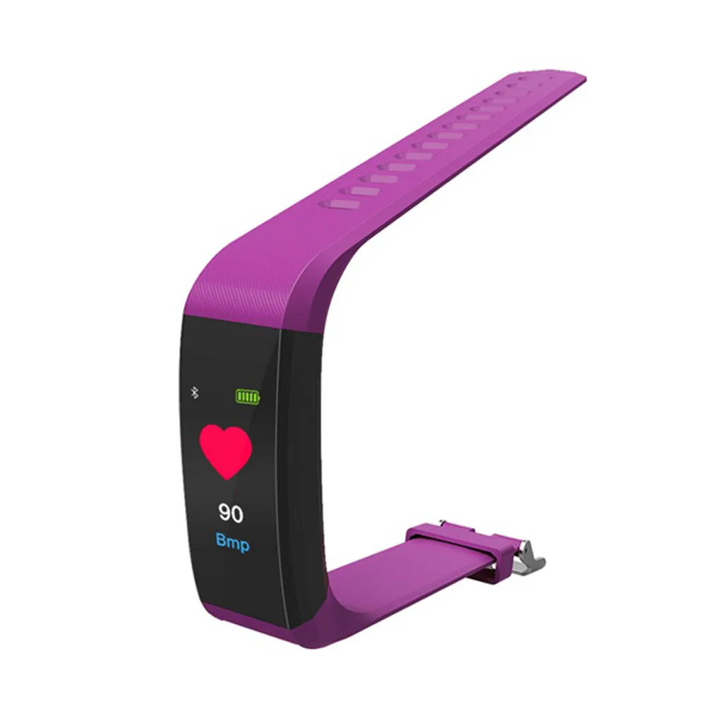 Purple Ips цветной Смарт-часы, браслет, монитор сердечного ритма, Bluetooth 4,0, Android iOS, приложение для напоминаний о кровяном давлении, умные часы - Цвет: Purple