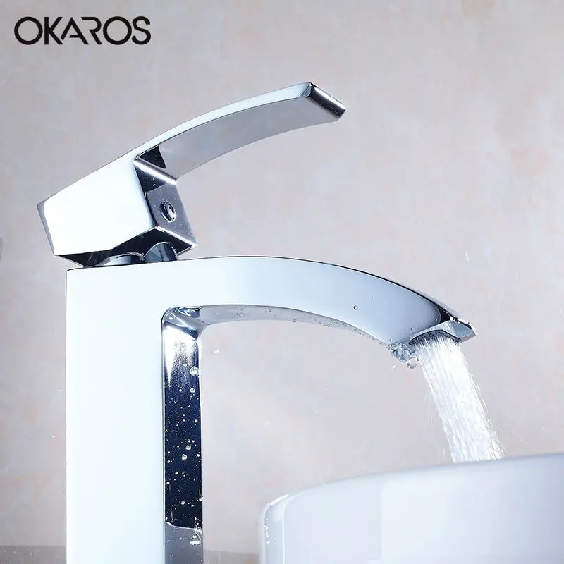 Смеситель для раковины OKAROS из твердой латуни хромированный черный с одной ручкой