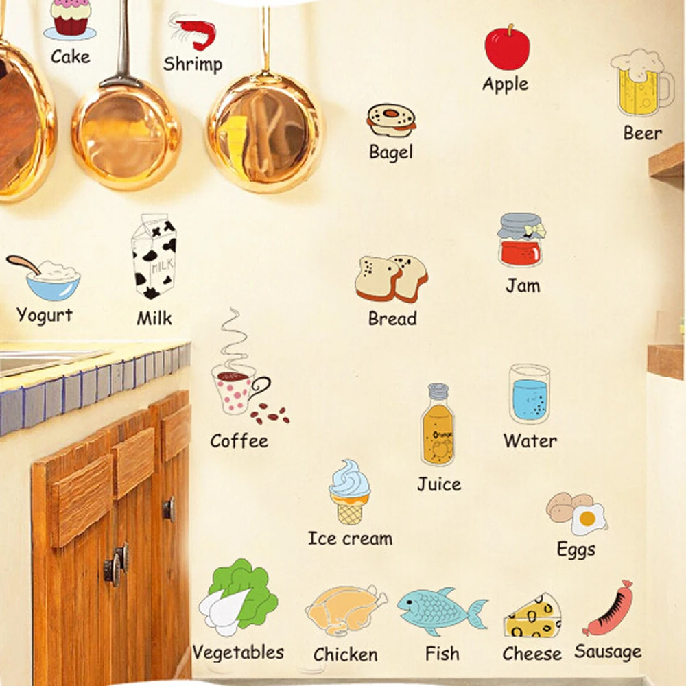 

Waterproof diy kitchen wall stickers removable home decor kichen wall arts baby gift wall decals