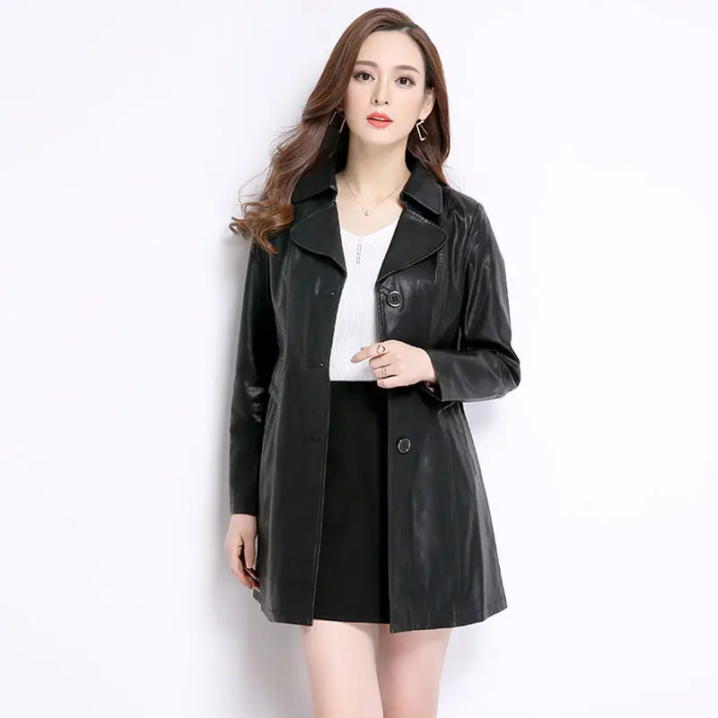 Black Thick Vangull женские Куртки из искусственной кожи Модные с длинным рукавом свободного размера плюс PU кожаные пальто зимняя новая женская кожаная верхняя одежда - Цвет: Black Thick