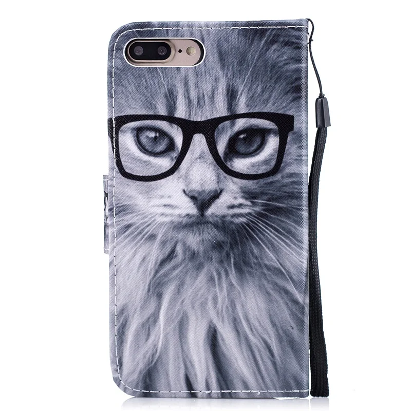 Роскошь для Coque iPhone 8 флип кожаный Capinha Para O 7 Plus сова кошка Лев цветок плюс |