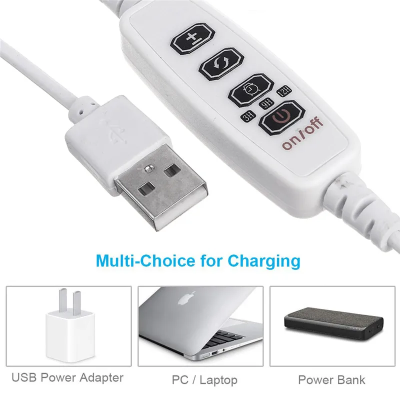 USB 38LED светильник для выращивания, полный спектр, настольная лампа для выращивания, 2835smd, для растений, спектр, плавное затемнение+ таймер, 3 модели, светильник ing DC5V