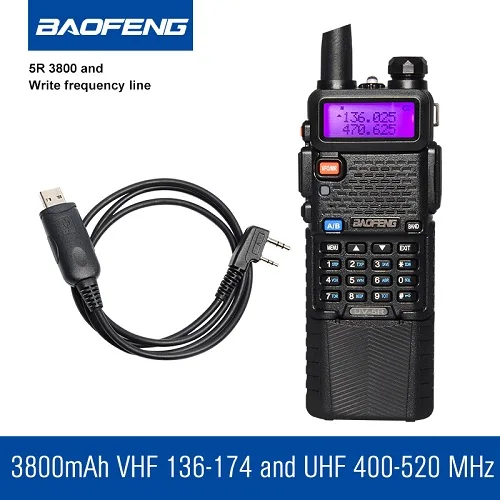 With Cable Лучшая цена Baofeng УФ-5R двухдиапазонная Портативная рация 5Вт UHF 400-520MHz VHF 136-174MHz UV 5R двухстороннее портативное Радио - Цвет: With Cable
