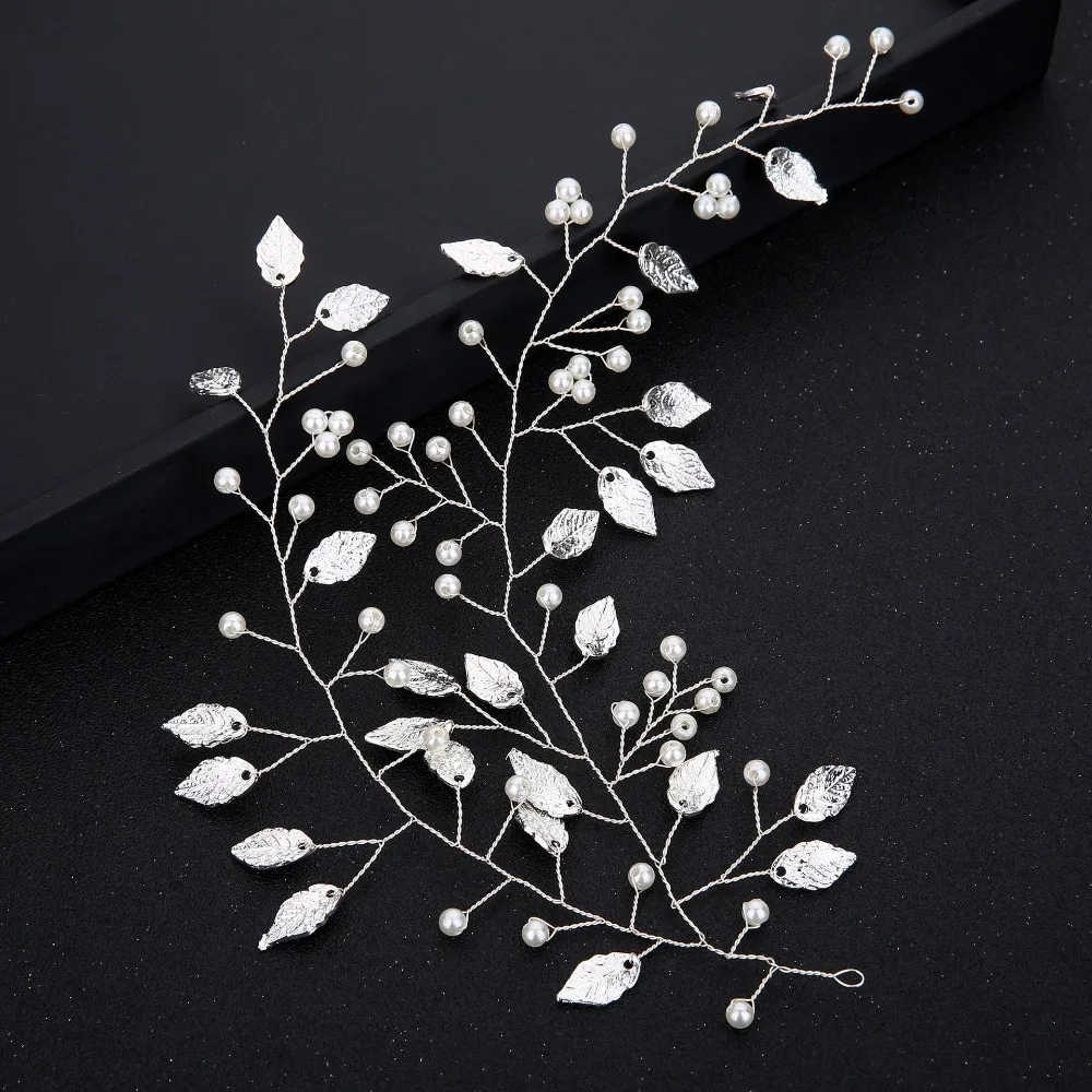 Elegant Tiara Hairwear Silver Pearl Headband Crystal Hair Jewelry Wedding Accessories Romantic Bridal Head Chain Headdress | Украшения и