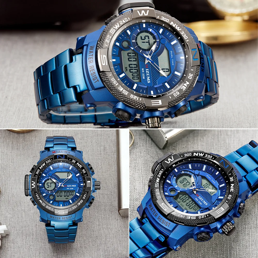 Relogio Dourado Masculino Mizums Роскошные мужские часы мужские спортивные цифровые часы кварцевые мужские водонепроницаемые наручные часы erkek kol saati