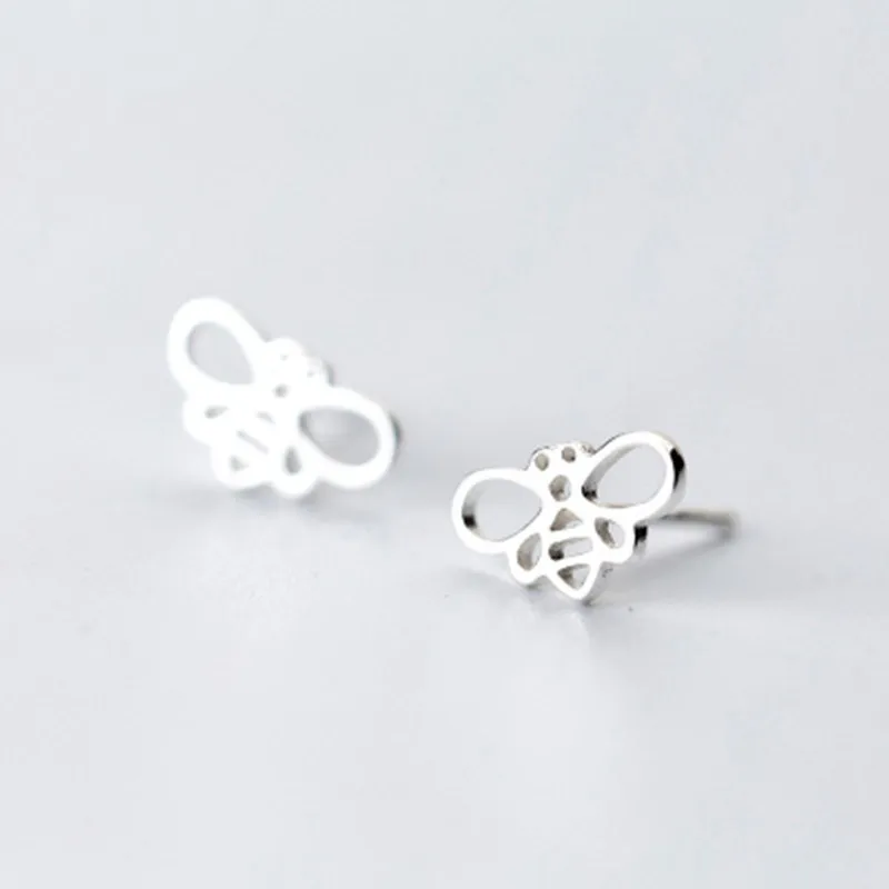 Shunyun Gold/Silver Plated Honey Bee Earrings Stud Unique Jewelry Insect Fly Bird Wasp Earring for Women Men Gift Charm | Украшения и